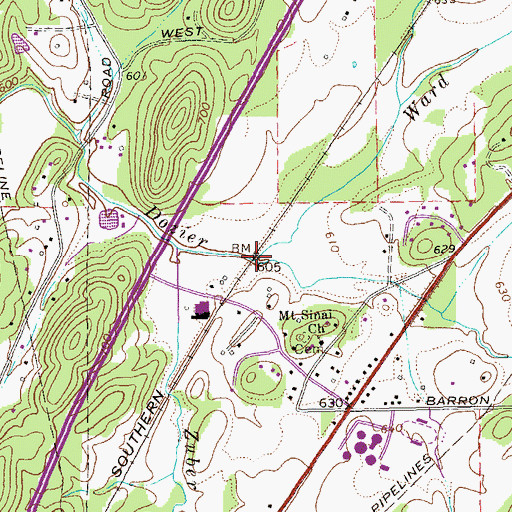 Topographic Map of Ward Creek, GA