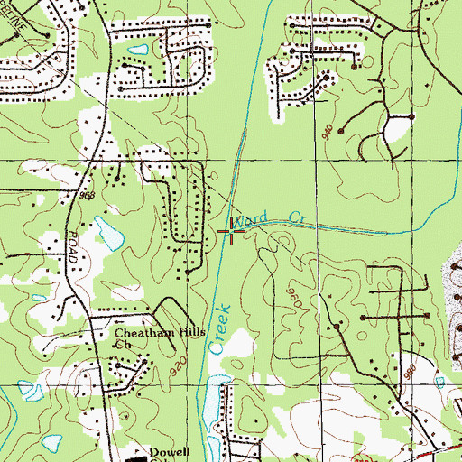 Topographic Map of Ward Creek, GA