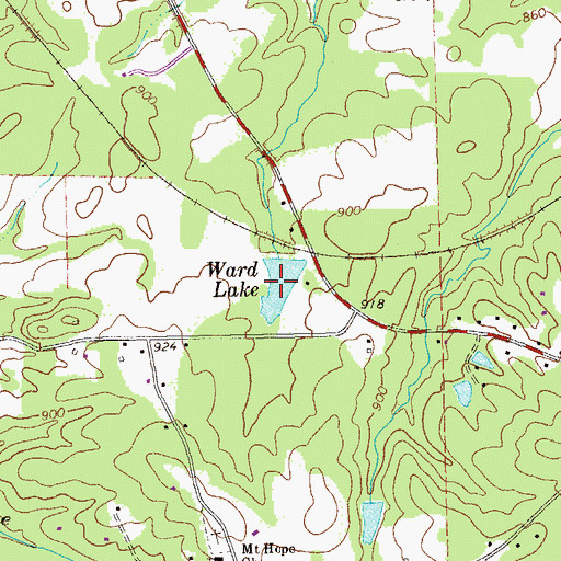 Topographic Map of Ward Lake, GA