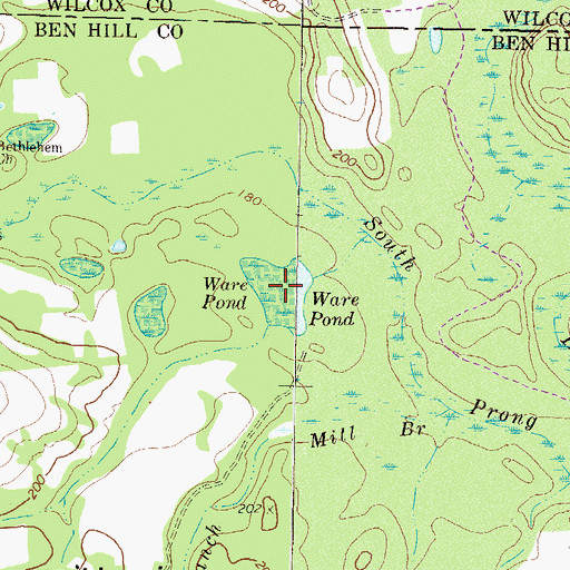 Topographic Map of Ware Pond, GA