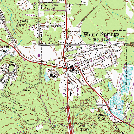 Topographic Map of Warm Springs, GA