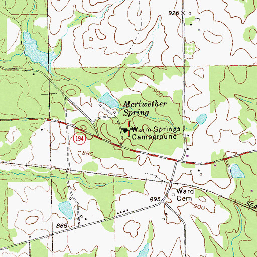 Topographic Map of Warm Springs Campground, GA