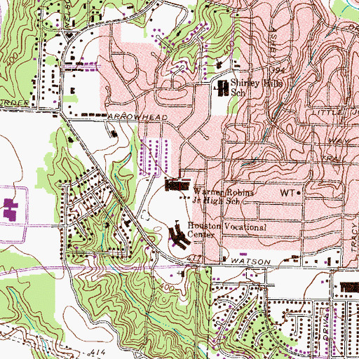 Topographic Map of Warner Robins Junior High School, GA