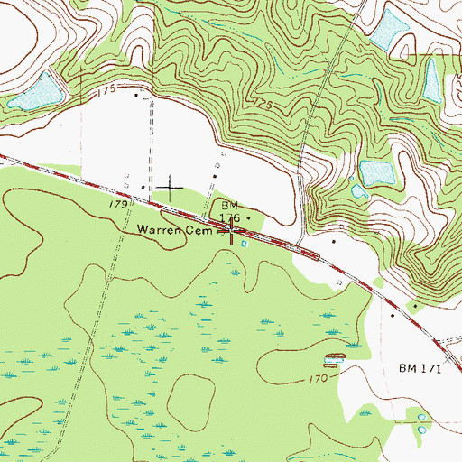 Topographic Map of Warren Cemetery, GA