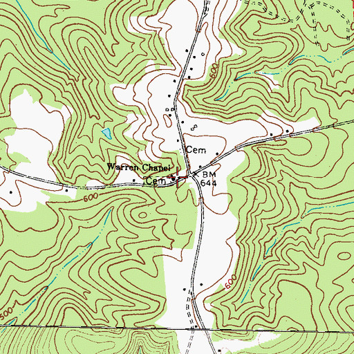 Topographic Map of Warren Chapel, GA