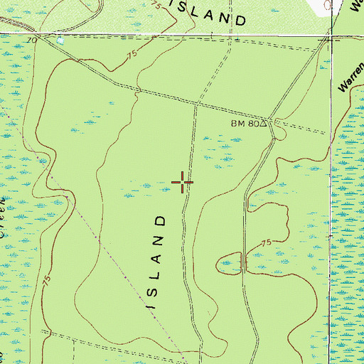 Topographic Map of Warren Island, GA