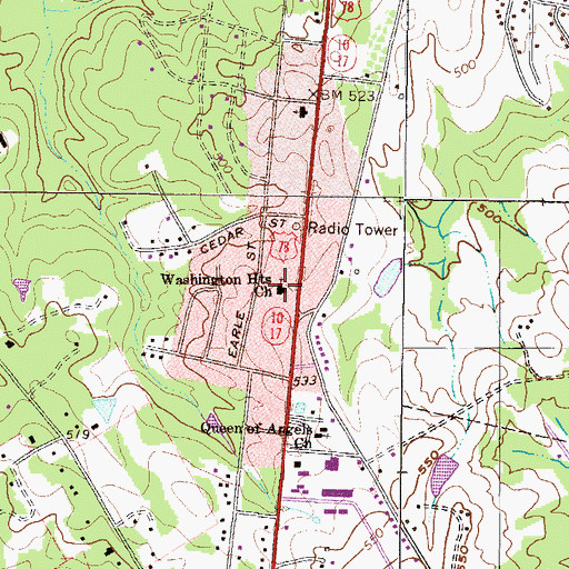 Topographic Map of Washington Heights Church, GA