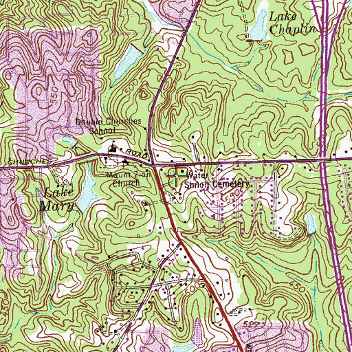 Topographic Map of Water Shiloh Cemetery, GA