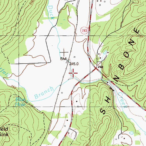 Topographic Map of Waterfall Branch, GA