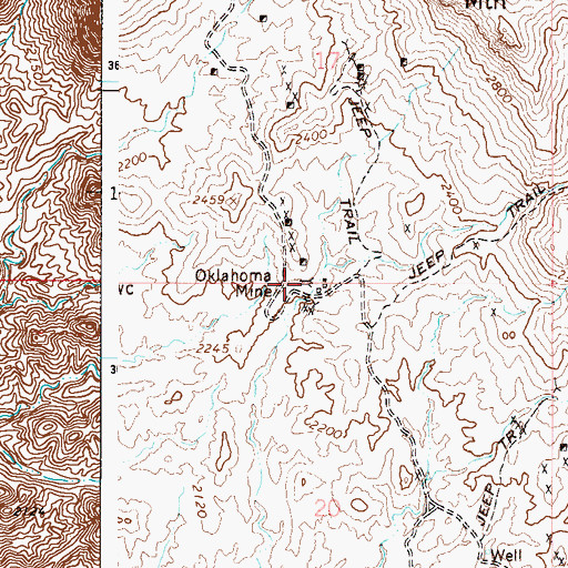 Topographic Map of Oklahoma Mine, AZ