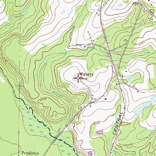 Topographic Map of Waters Cemetery, GA