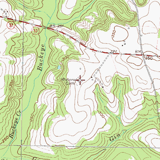 Topographic Map of Waters Cemetery, GA