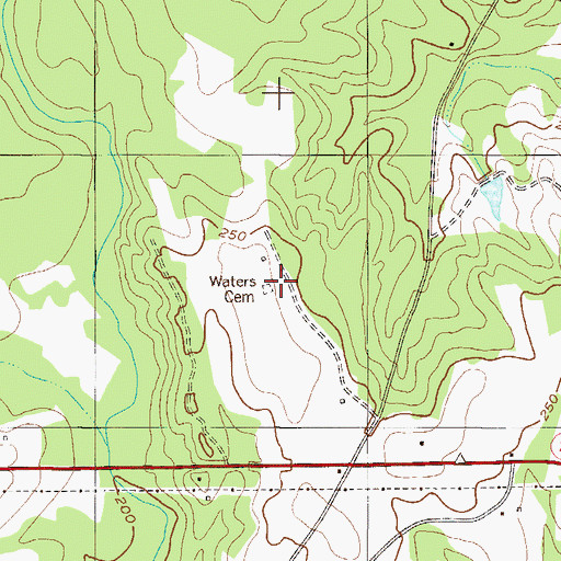 Topographic Map of Waters Cemetery, GA