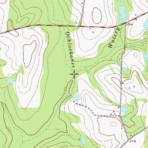 Topographic Map of Watery Branch, GA