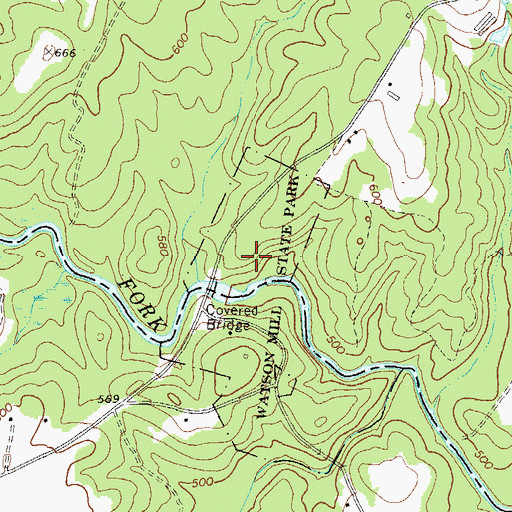 Topographic Map of Watson Mill State Park, GA