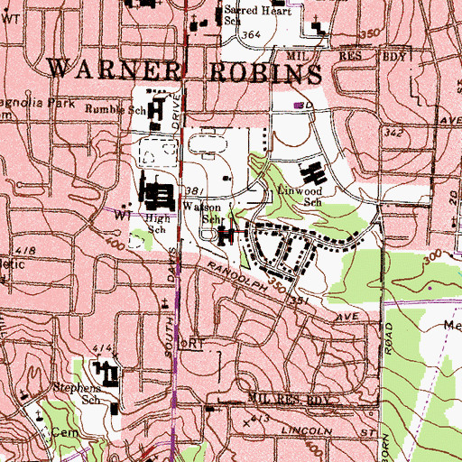 Topographic Map of Watson School, GA