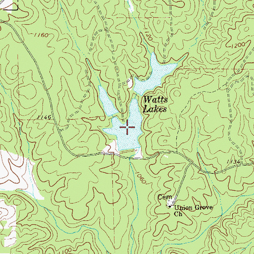Topographic Map of Watts Lakes, GA