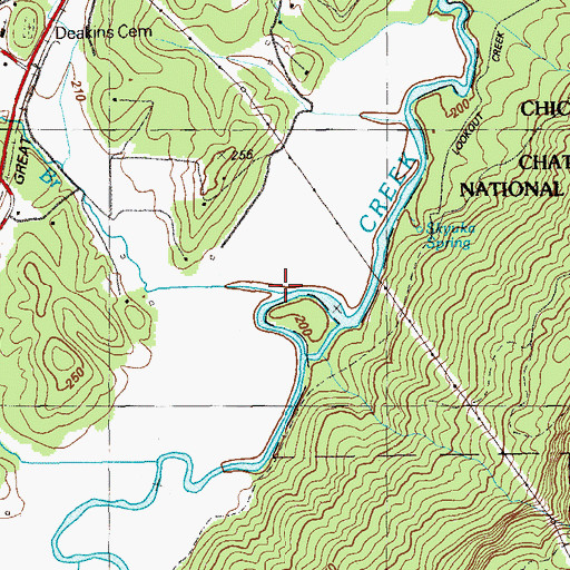 Topographic Map of Wauhatchie Branch, GA