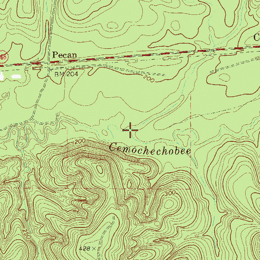 Topographic Map of Waukeefriskee Creek, GA