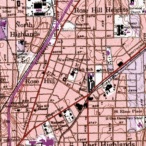 Topographic Map of Waverly Terrace Junior High School, GA