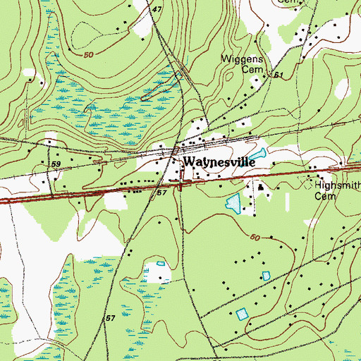 Topographic Map of Waynesville, GA