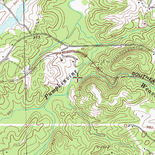 Topographic Map of Weaver Creek, GA