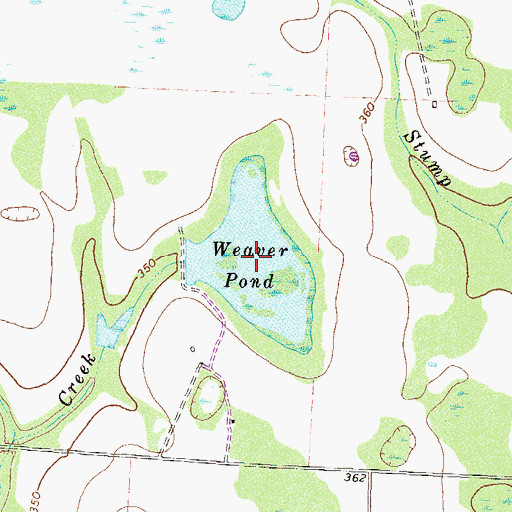 Topographic Map of Weaver Pond, GA