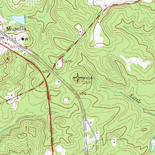 Topographic Map of Webb Cemetery, GA