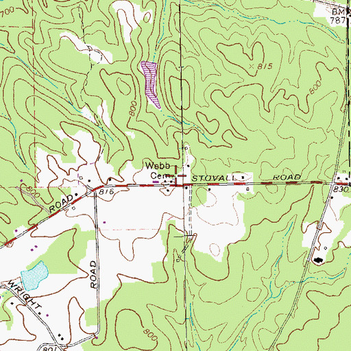 Topographic Map of Webb Cemetery, GA