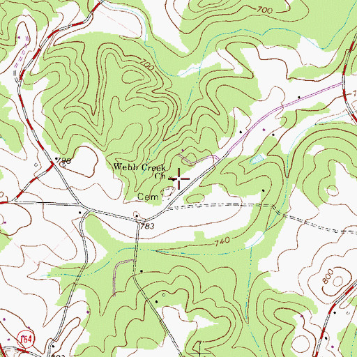 Topographic Map of Webb Creek Church, GA