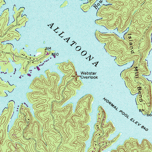 Topographic Map of Webster Overlook, GA