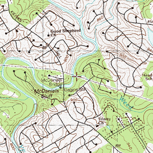 Topographic Map of Weed Branch, GA