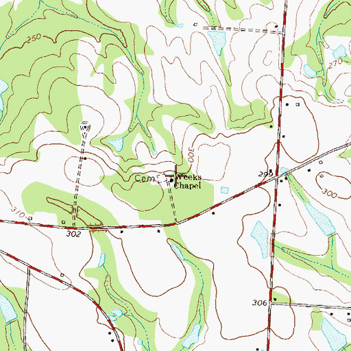Topographic Map of Weeks Chapel, GA