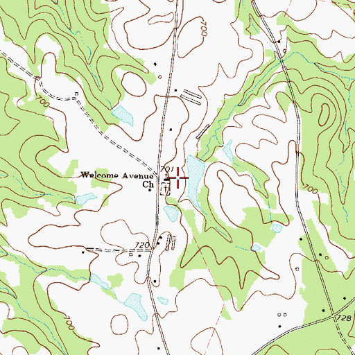 Topographic Map of Welcome Avenue Church, GA