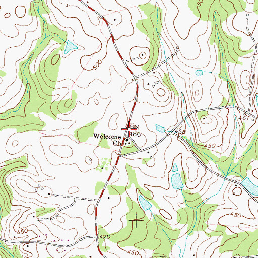 Topographic Map of Welcome Church, GA