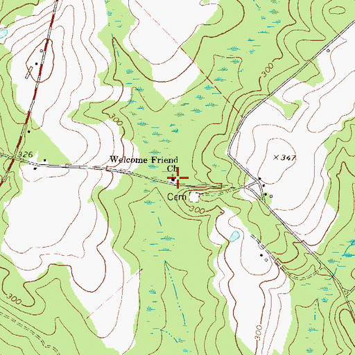 Topographic Map of Welcome Friend Church, GA