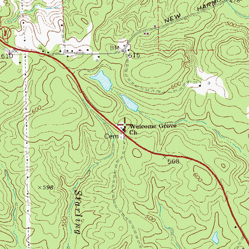 Topographic Map of Welcome Grove Church, GA