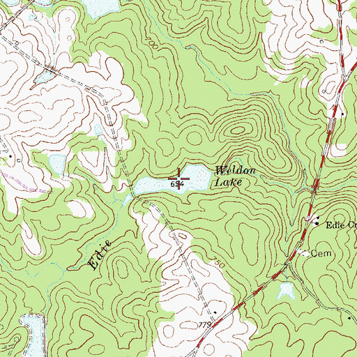 Topographic Map of Weldon Lake, GA