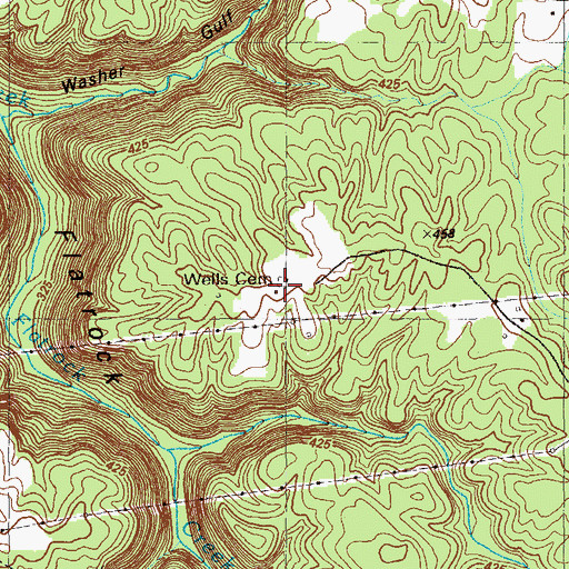 Topographic Map of Wells Cemetery, GA