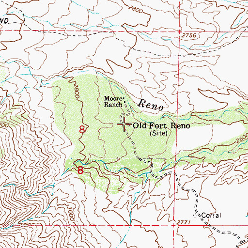 Topographic Map of Old Fort Reno, AZ