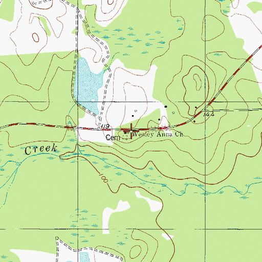 Topographic Map of Wesley Anna Church, GA