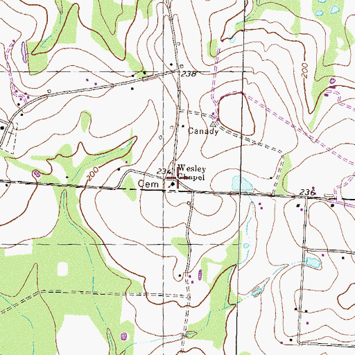 Topographic Map of Wesley Chapel, GA