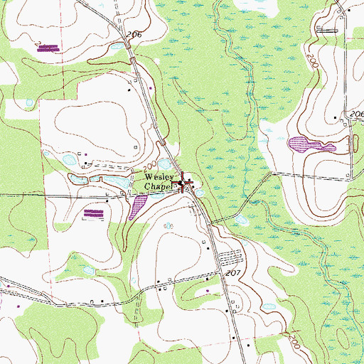 Topographic Map of Wesley Chapel, GA