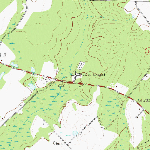 Topographic Map of Wesley Chapel, GA