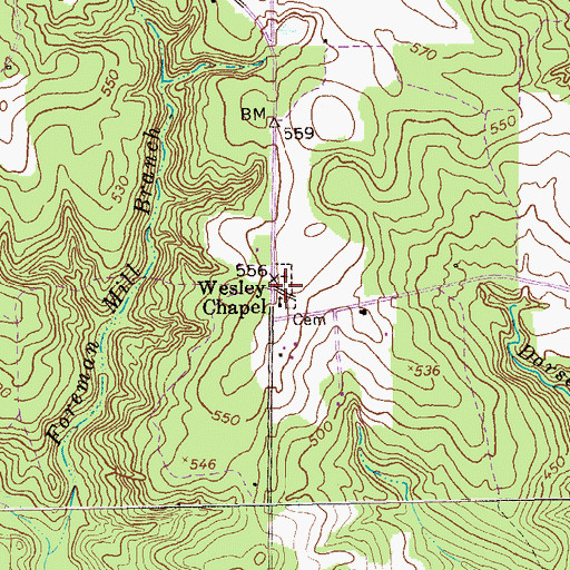 Topographic Map of Wesley Chapel, GA