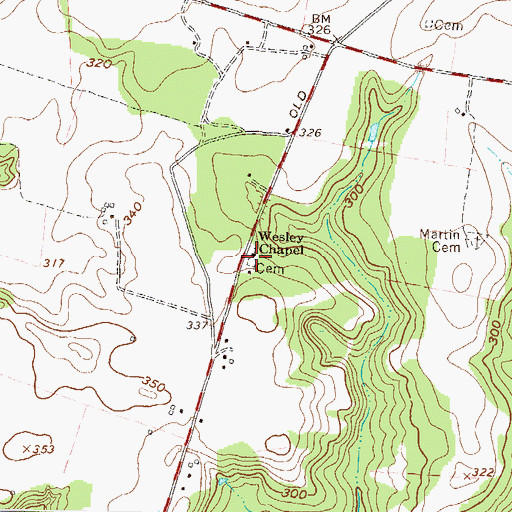 Topographic Map of Wesley Chapel, GA