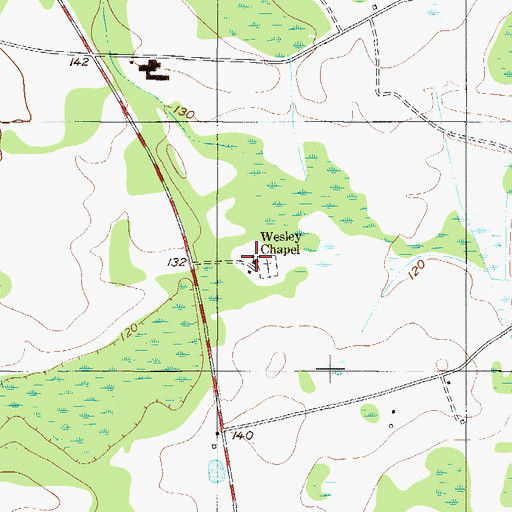 Topographic Map of Wesley Chapel, GA