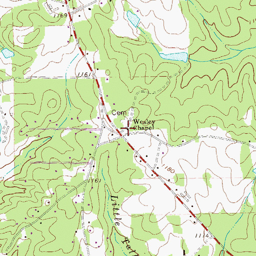 Topographic Map of Wesley Chapel, GA