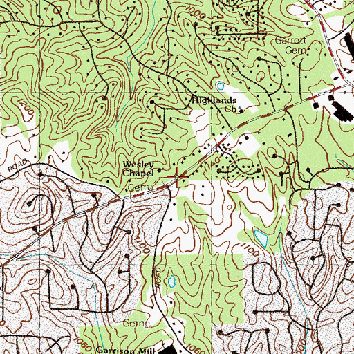 Topographic Map of Wesley Chapel, GA