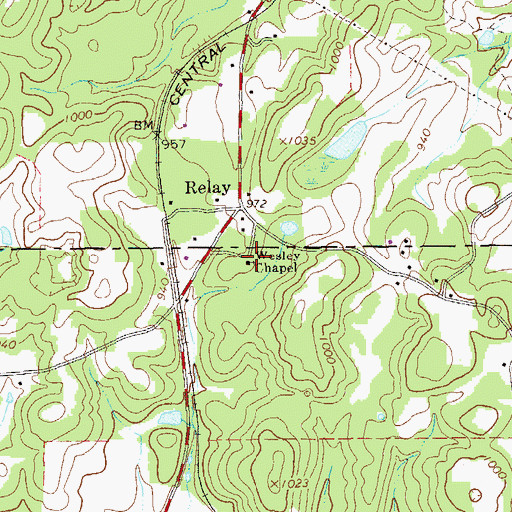 Topographic Map of Wesley Chapel, GA